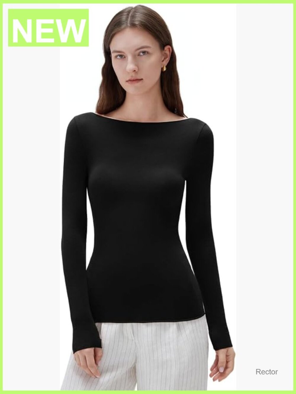 Luxury Cashmere Blend Boat Neck Long Sleeve Fitted Tee Buttery Soft Knit Top